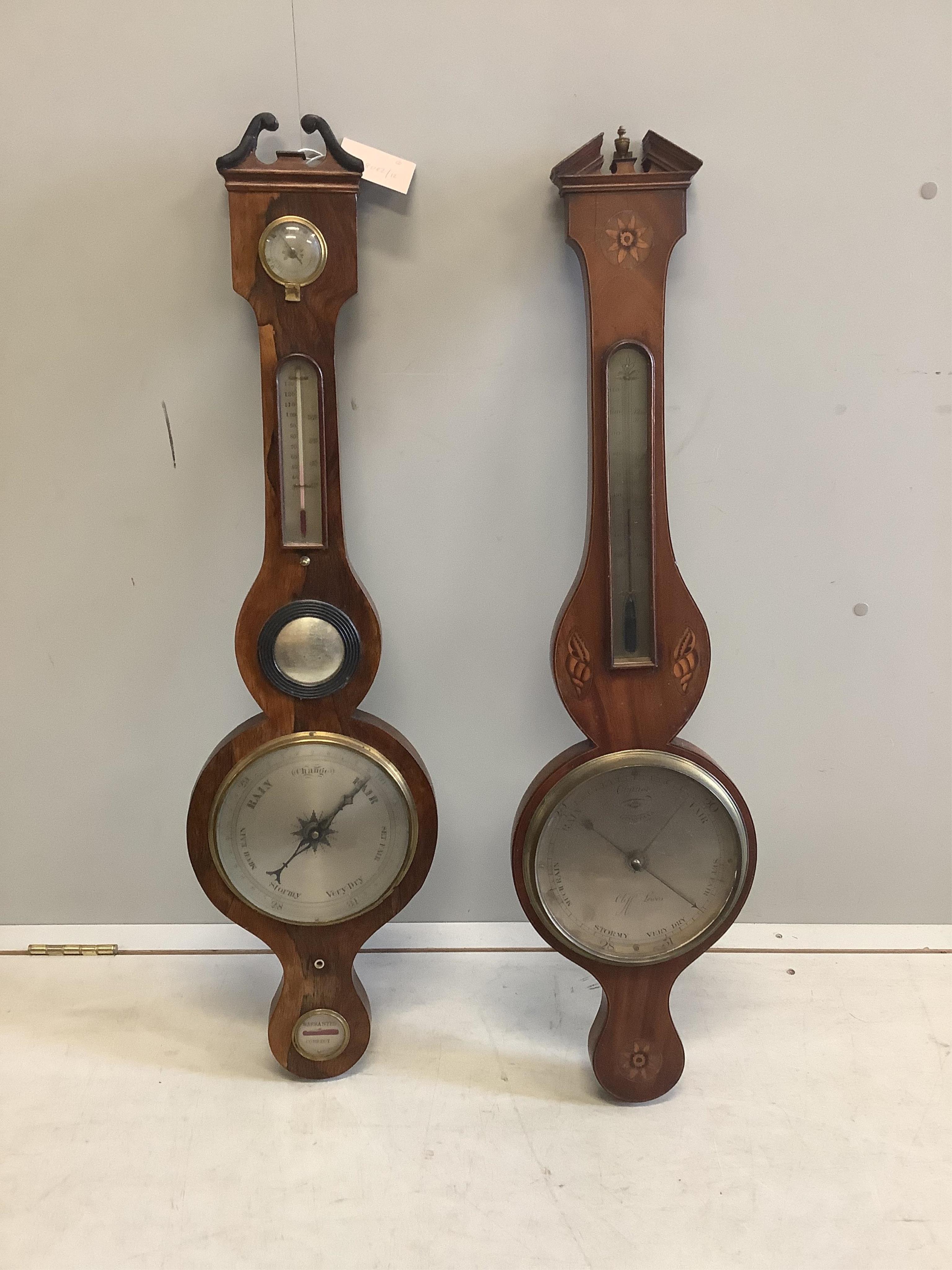 Two wheel barometers, height 98cm